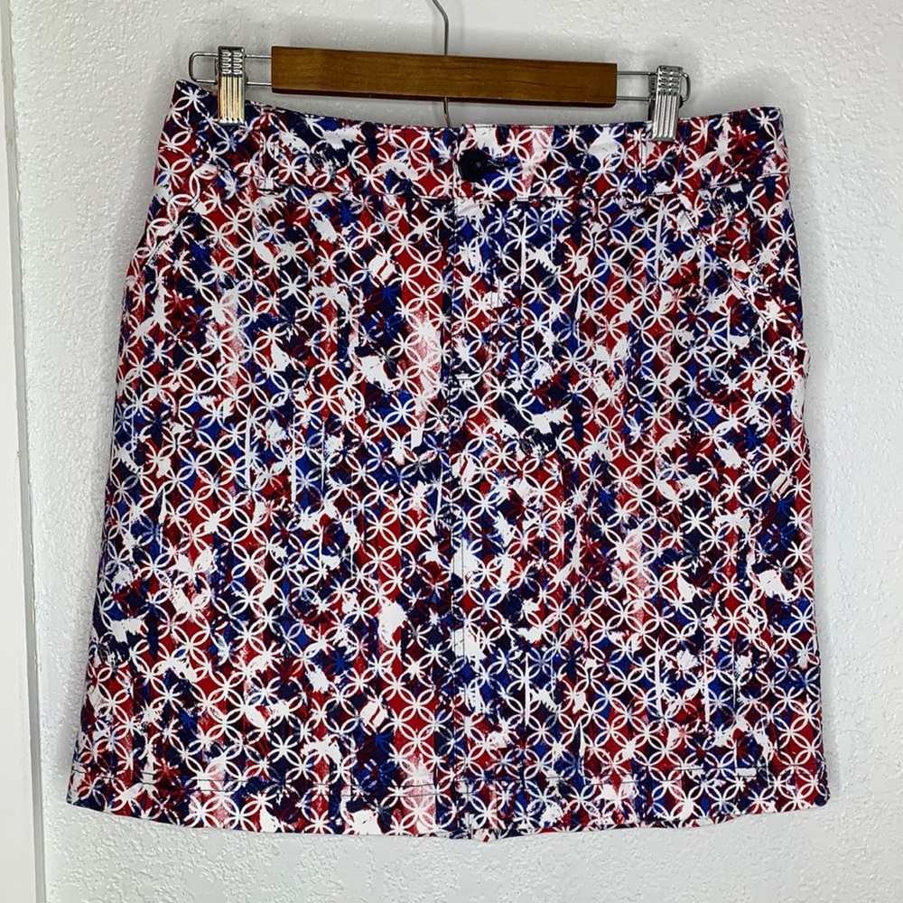 Christopher & Banks Patriotic Print Golf Skort Skirt Shorts Size 8 pickleball